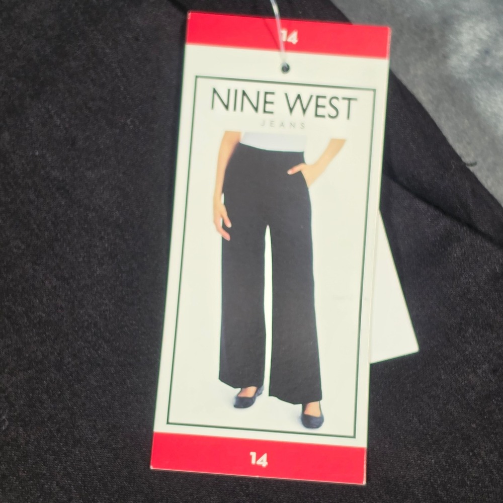 Nine West Jeans Womens Wide Leg Trouser Black Pants SDNWB3327 Size 14 - Picture 4 of 11